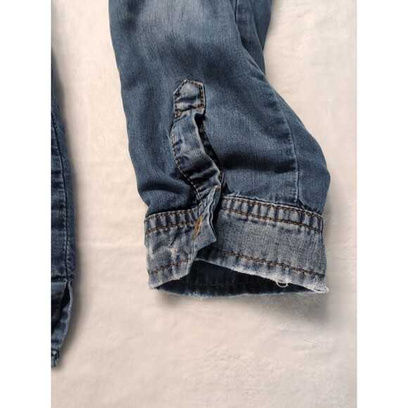 Studio F Women Button Down Long sleeve Shirt Jean Type Ripped Distressed - Picture 5 of 16